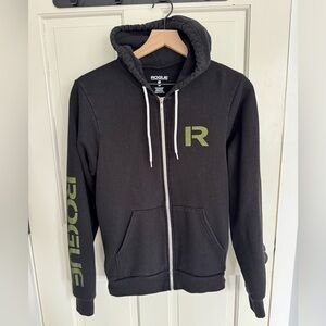 Rogue Black Zip Hoodie with Olive Logo Accents